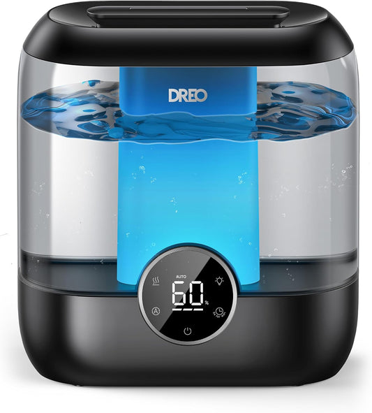DREO 6L Top Fill Humidifiers for Bedroom, 60H Runtime, 28 dB Quiet Supersized Cool Mist Humidifiers for Large Room, Ultrasonic Humidifier for Home, Plant, Baby, Night Light, Indoor