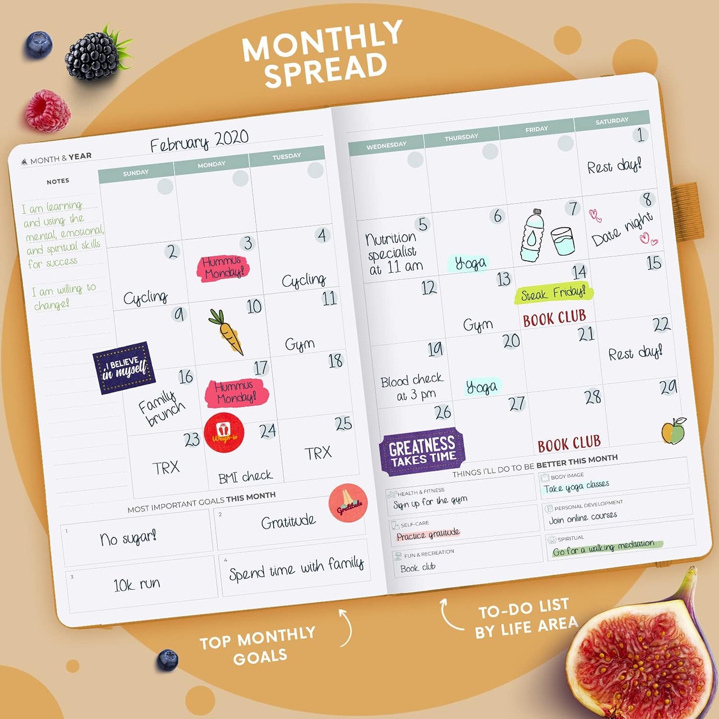 Clever Fox Wellness Planner & Food Journal for Weight Loss, A5 Orange | 5.8"x8.3" nutrition & exercise tracker for women tracking meals, diet & symptom diary, calorie counter notebook, stickers