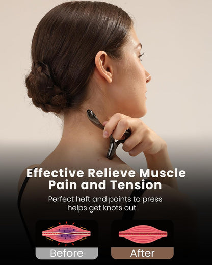 lifechill Trigger Point Massage Tool for Deep Tissue Pain Relief, Gua Sha & Muscle Scraper Tool for Full Body, Thumb Saver Acupressure Tool Relieve Plantar Fasciitis, Black