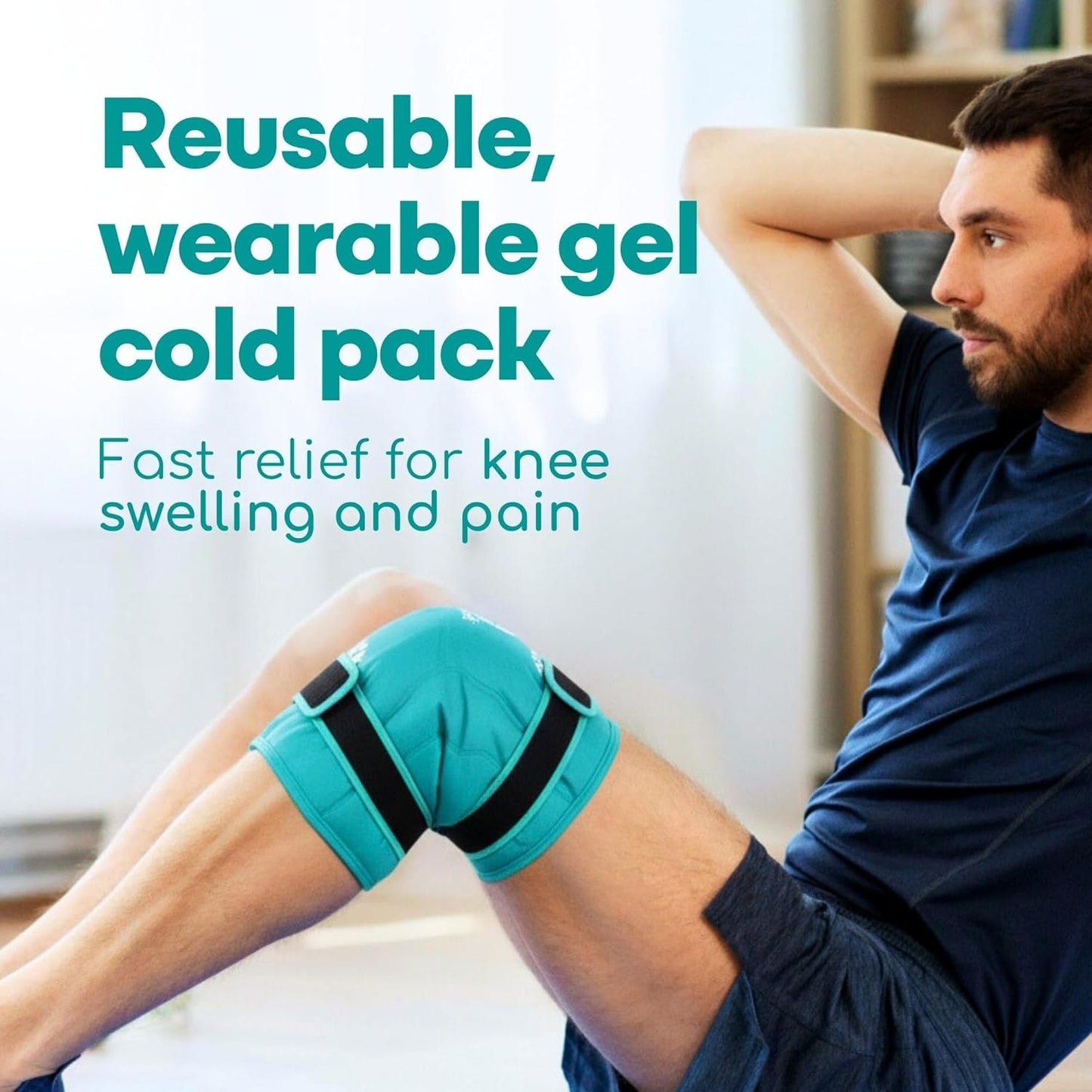 Medi Grade Knee Ice Pack Wrap, Reusable Ice Pack for Knee Pain and Surgery | Flexible cold compress for knee, dual fabric knee ice wrap retains cold longer, eases pain and supports surgery recovery