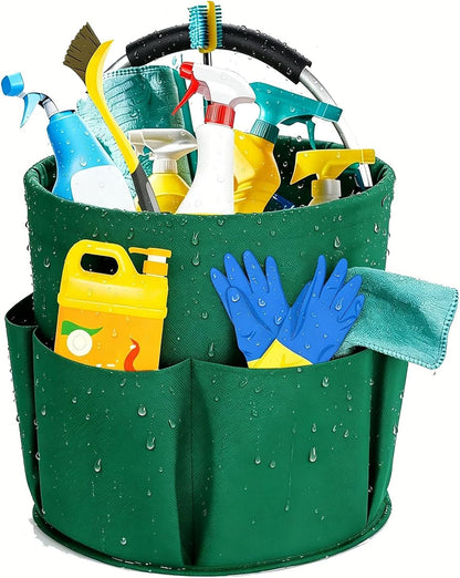 Cleaning Caddy with Handle,Cleaning Supplies 17L Foldable Storage Basket | Portable Multi Bucket Organiser Mop Bucket for Home Garden (Black)-11 x 11inches