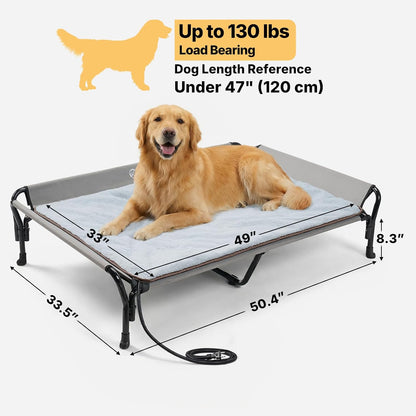 Veehoo Elevated Dog Bed with Plush Heated Pad, Raised Dog Bed for Cat & Dog