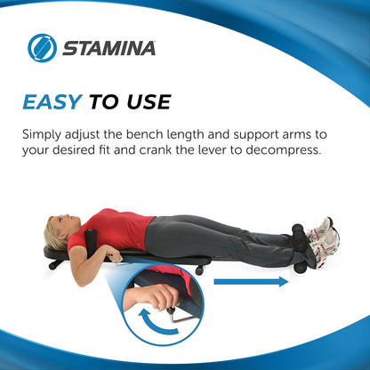 Stamina Products InLine Back Stretch Bench System, Blue Gray | Home Gym Equipment to Decompress Spine and Joints for Inversion Traction Therapy