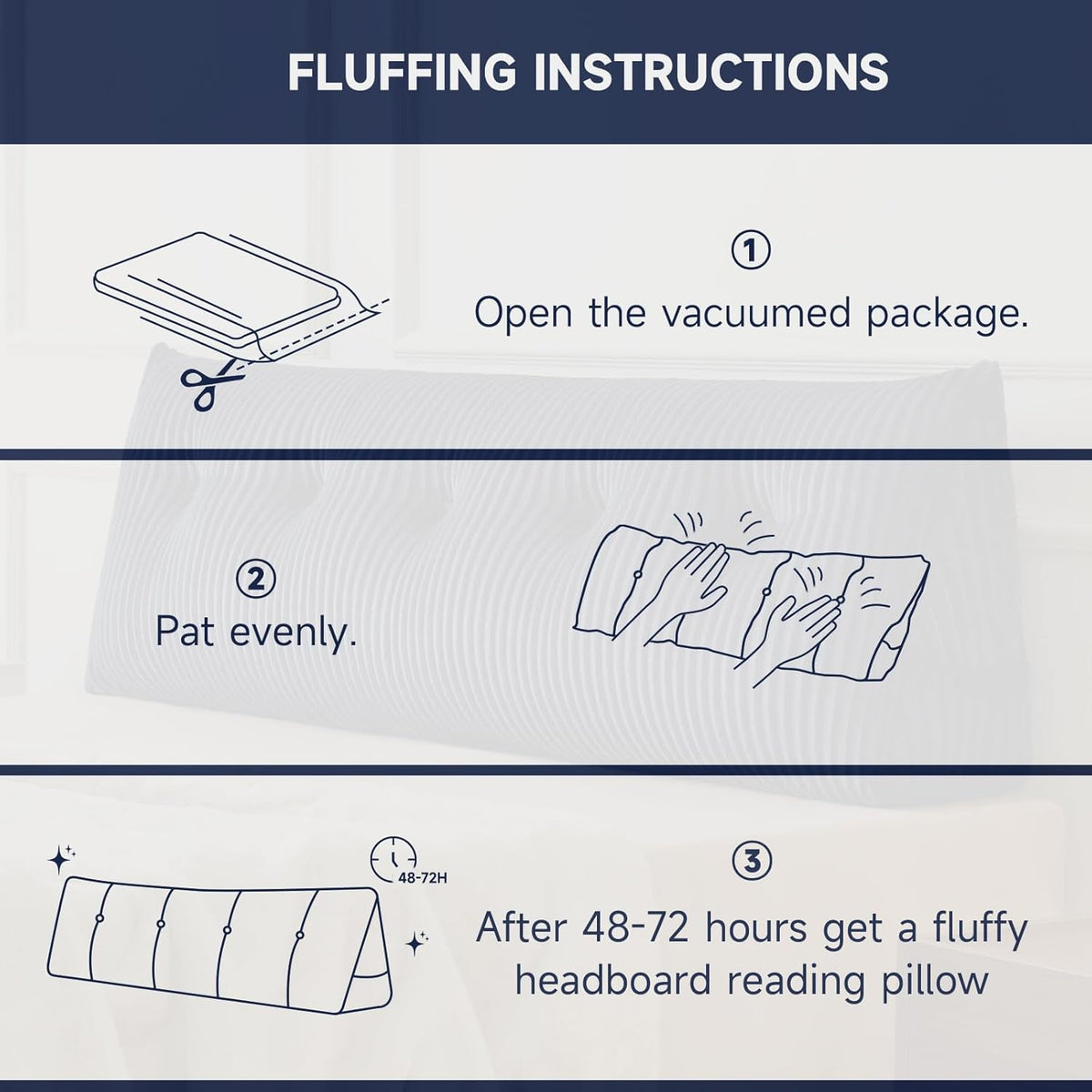 Z-hom Headboard Pillow, Wedge Backrest Cushion, Queen Size,NO Roll Pillow