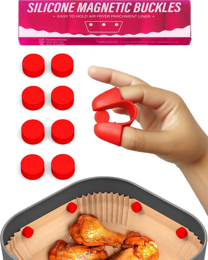 Air Fryer Magnets for Parchment Paper, Air Fryer Accessories | Upgrade Stronger Magnets, 12 Pack Silicone Magnet for Holding Parchment Paper