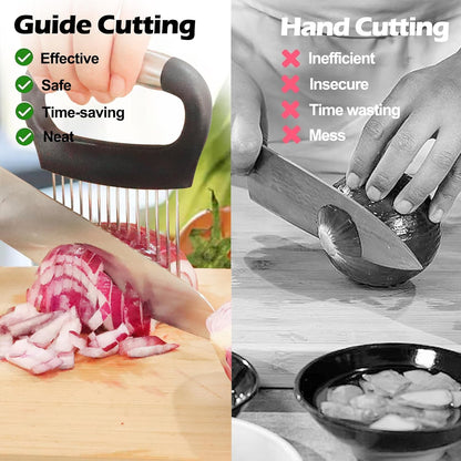 JAYVAR Large Onion Holder for Slicing, 304 Stainless Steel | Large Onion Cutter Vegetable Chopper, Tomato Slicer for Potato, Practical Meat Tenderizer Tool