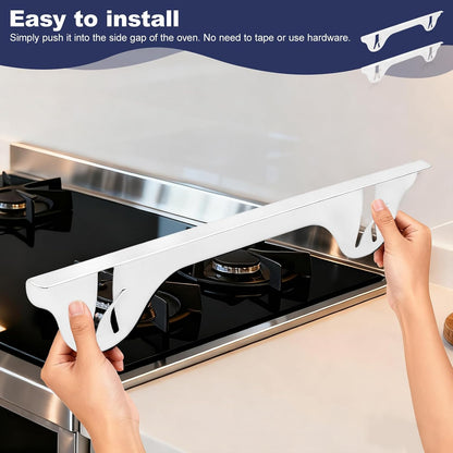 Stainless Steel Stove Gap Cover (2 Pack, Black), Stove Gap Filler for Kitchen, Range Trim Kit, Heat Resistant with Easy Clean, Adjustable Length 13.8” to 27.5”