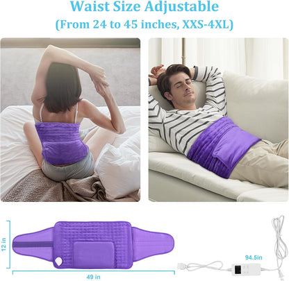 COCOBELA Heating Pad Period Cramps, 12x24 Pad+20" Belt, Purple, Women Gift