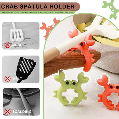 4 Pcs Crab Spatula Holder, Silicone Crab Shaped Spoon Rest, Anti-Scalding Adjustable Cooking Utensil Holder for Pot, Silicone Boil Over Spill Stopper Creative Crab Gifts for Crab Lovers