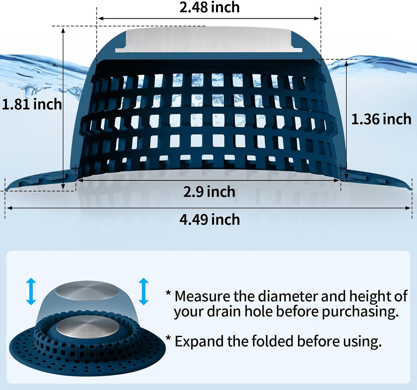 Aluvor Shower Drain Hair Catcher Bathtub Drain Cover Sink Drain Protector | Bathroom Sink & Bathtub Drain Strainer for Pop-Up & Regular Drains, Silver Grey
