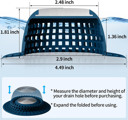 Aluvor Shower Drain Hair Catcher Bathtub Drain Cover Sink Drain Protector | Bathroom Sink & Bathtub Drain Strainer for Pop-Up & Regular Drains, Silver Grey