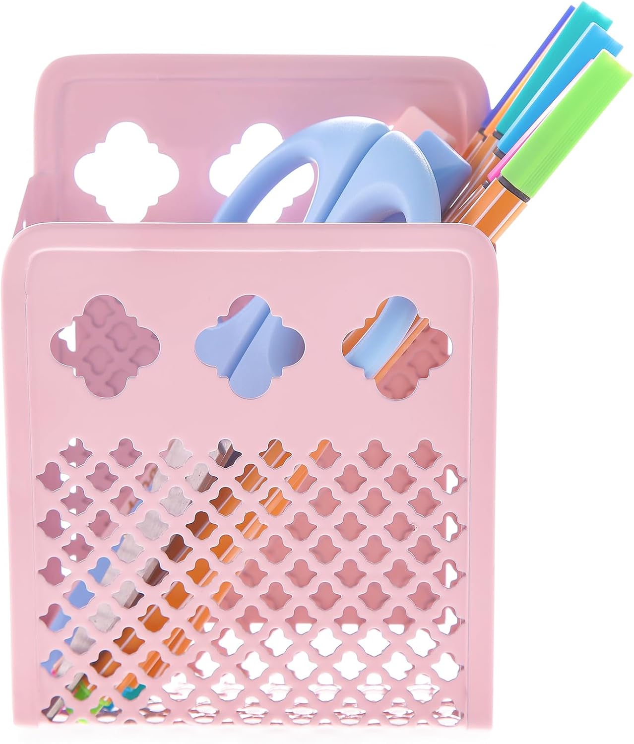 Magnetic Pen Holder, Mesh Metal Strong Magnet Dry Erase Marker Holder Pencil Organizer Small Items Basket for Refrigerator, Whiteboard, Locker Accessories-Pink, Pack of 1, Blush, New-Z008