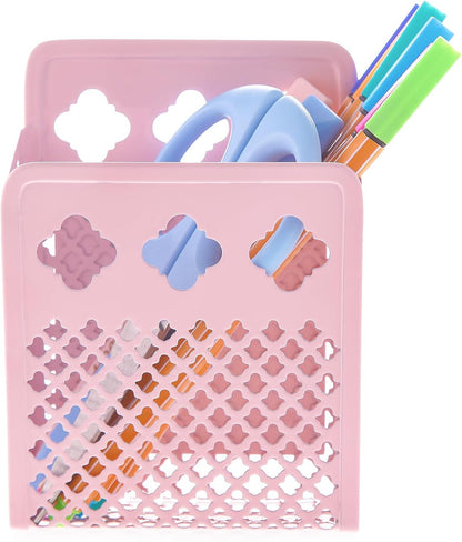 Magnetic Pen Holder, Mesh Metal Strong Magnet Dry Erase Marker Holder Pencil Organizer Small Items Basket for Refrigerator, Whiteboard, Locker Accessories-Pink, Pack of 1, Blush, New-Z008