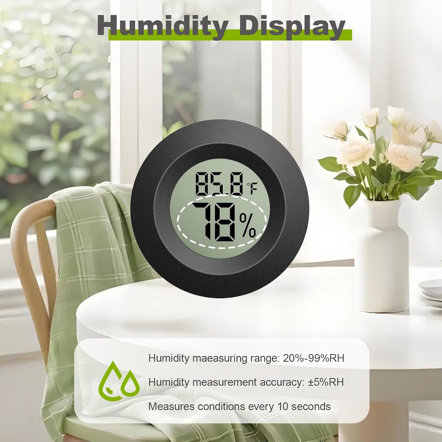 4-Pack Mini Hygrometer Thermometer, Indoor Temperature Humidity Monitor | Digital LCD Humidity Meter, Reptile Thermometer Fahrenheit (℉)/Celsius (℃) for Incubators, Greenhouse Gardens, Cellars, Jars