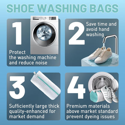 XXL Shoe Washing Machine Bag, Laundry Shoe Bag for Washer and Dryer, Laundry Shoe Bag Protect Sneaker, Running Shoes, Bras, Delicates and Toys, Includes 2 Shoes (White 1 Pack)