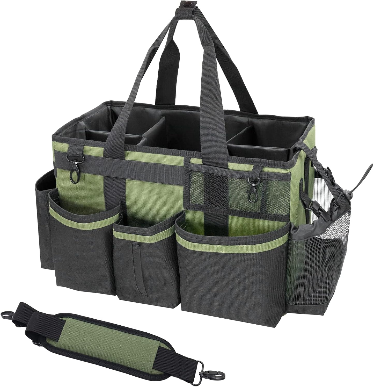 SCAVATA Wearable Cleaning Caddy, Cleaning Caddy Supplies Organizer with Handle & Shoulder Straps for Housekeepers, Under Sink & Car Cleaning Tool Organizers Bag with 4 Foldable Divider (NavyBlue)