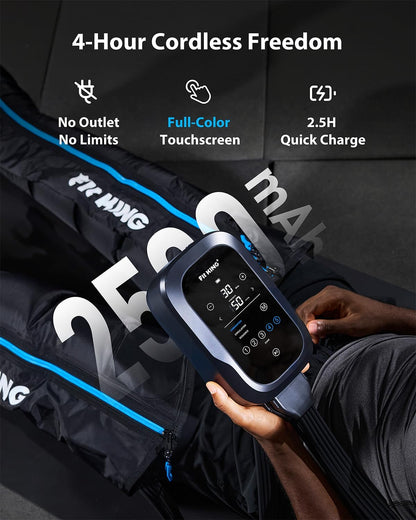 FIT KING Pro Leg Massager Athlete Compression Recovery Boots Cordless M | FSA-HSA, Professional Leg Compression, Air Compression Boots, Fast Recovery & Boost Circulation, Rechargeable, 5-Zone Control