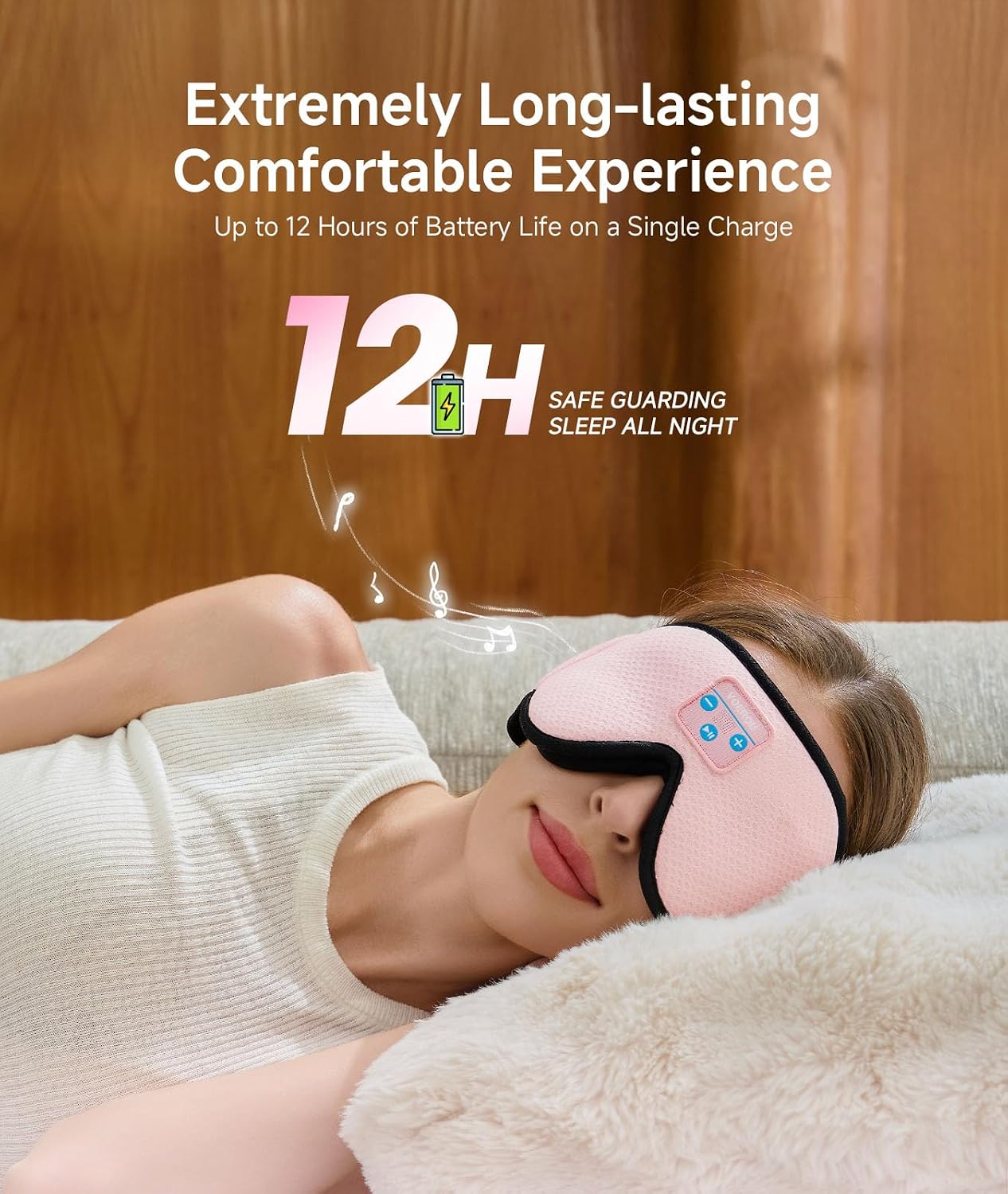 Voerou Sleep Mask with Bluetooth Headphones, Zero Pressure Wireless Sleeping Eye Mask, 100% Light Blocking Sleep Headphones for Side Sleepers, Suitable for Sleep Nap Travel, Cool Gadgets Unique Gifts