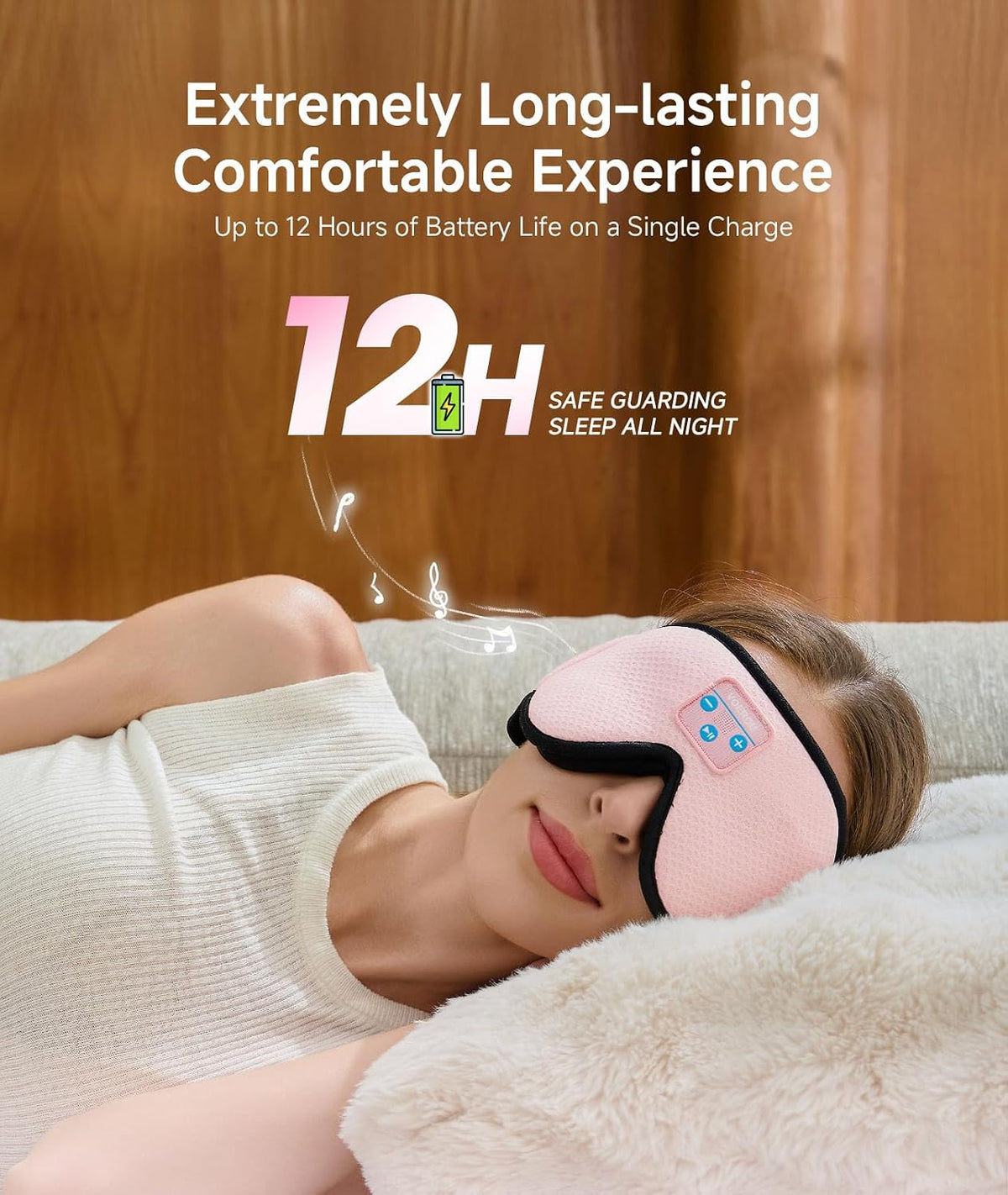 Voerou Sleep Mask with Bluetooth Headphones, Zero Pressure Wireless Sleeping Eye Mask, 100% Light Blocking Sleep Headphones for Side Sleepers, Suitable for Sleep Nap Travel, Cool Gadgets Unique Gifts