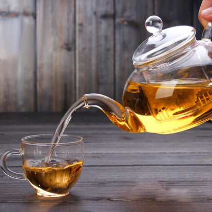 Glass Teapot Stovetop Safe-Clear Teapot with Removable Infuser-Loose Leaf and Blooming Tea Maker (20.3oz)