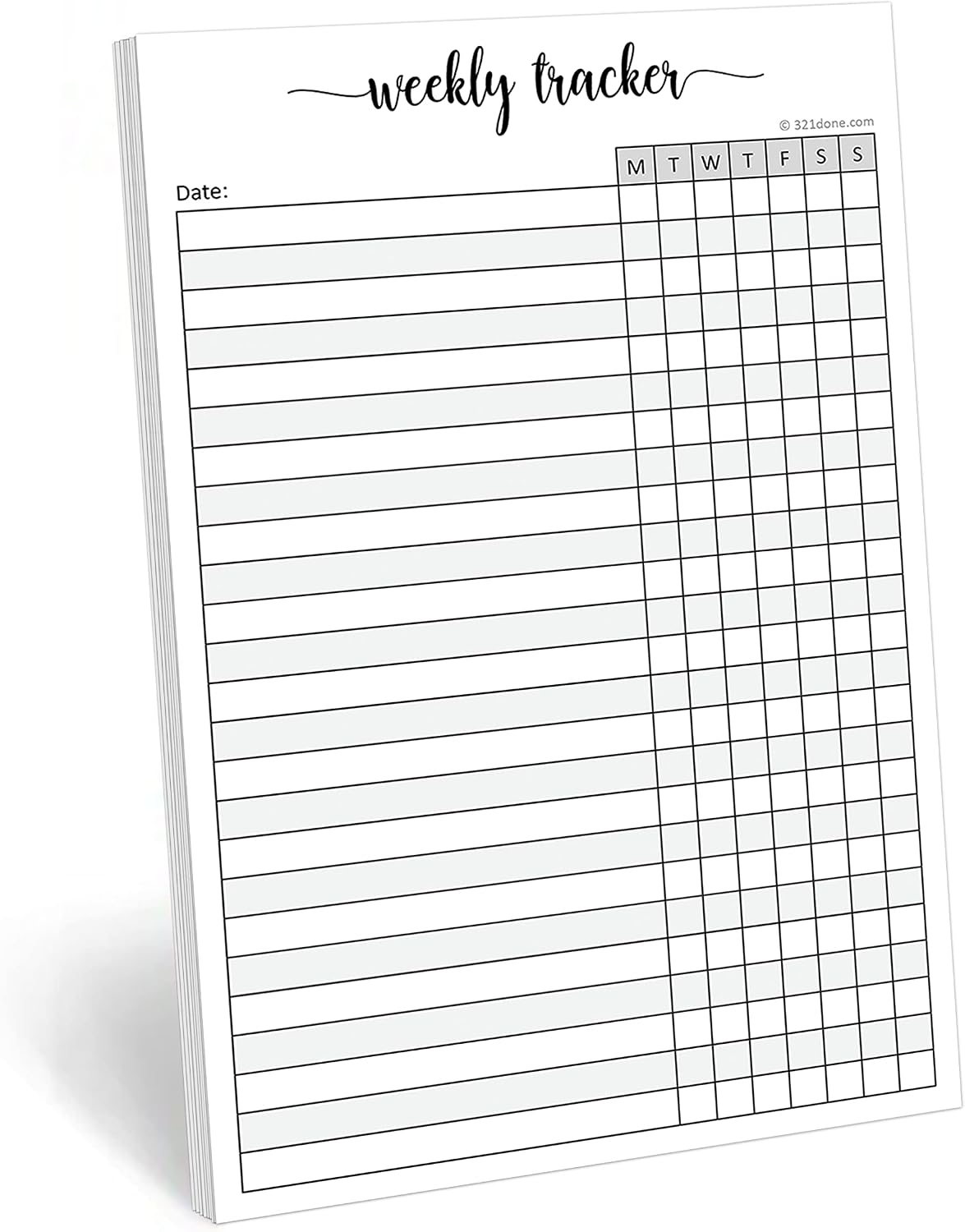 321Done Weekly Tracker Notepad, Sunday Start - 5.5x8.5 Habit Tracking Days of Week Notebook for Planning, Organizing, Schedule, 50 Pages - Made in USA