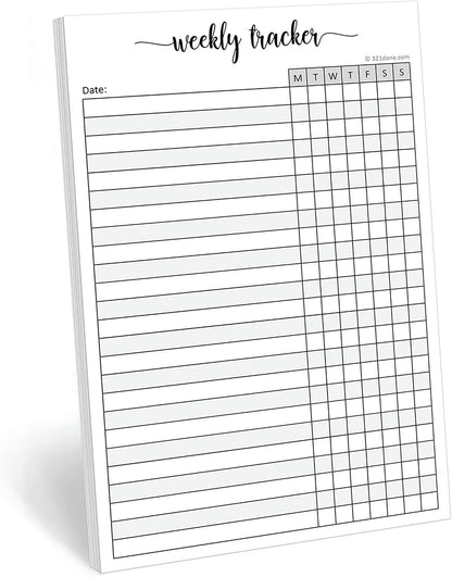 321Done Weekly Tracker Notepad, Sunday Start - 5.5x8.5 Habit Tracking Days of Week Notebook for Planning, Organizing, Schedule, 50 Pages - Made in USA