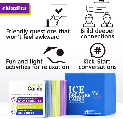 chiazllta 87 Conversation & Connection Cards, Icebreaker Team Building Games for Meetings Work, Trust Activities at Workplace Adults Employee