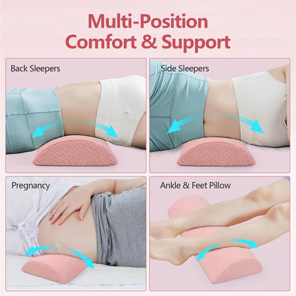 Cozyhealth - 2.95" H*18.7" L - Soft Small Lumbar Pillow for Sleeping, Memory Foam Back Lumbar Support Cushion for Lower Back Pain Relief Bed Waist Sleep Support Pillow for Side, Back (White, Small)