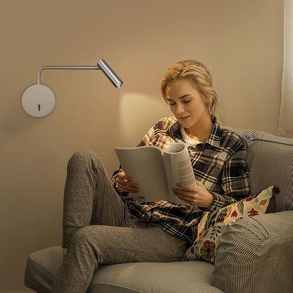 ZEROUNO Wall Mounted Reading Light for Bedroom LED Hardwired Sconce with Switch on/Off Modern 3000K Swing Arm Bedside Wall Mount Lamp (Black)
