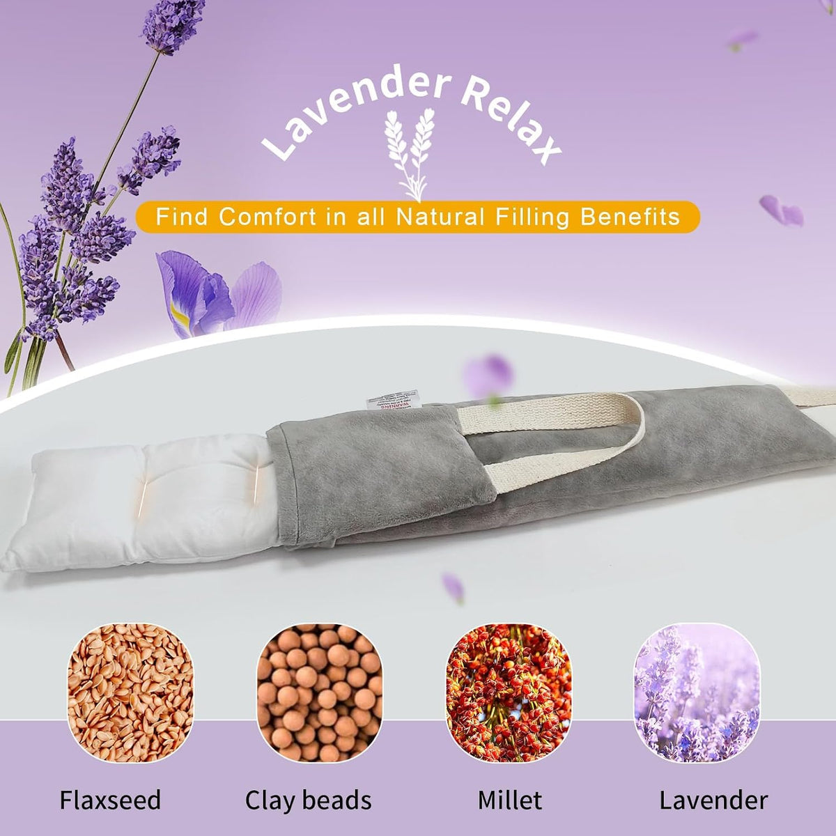 Neck Heating Pad Microwavable with Machine Washable Cover Weighted Microwave Heating Pad Neck Wrap for Shoulder Back Pain Relief, Warm Rice Bag Pack for Cramps Hot Cold Therapy 1.5lbs Lavender Scented