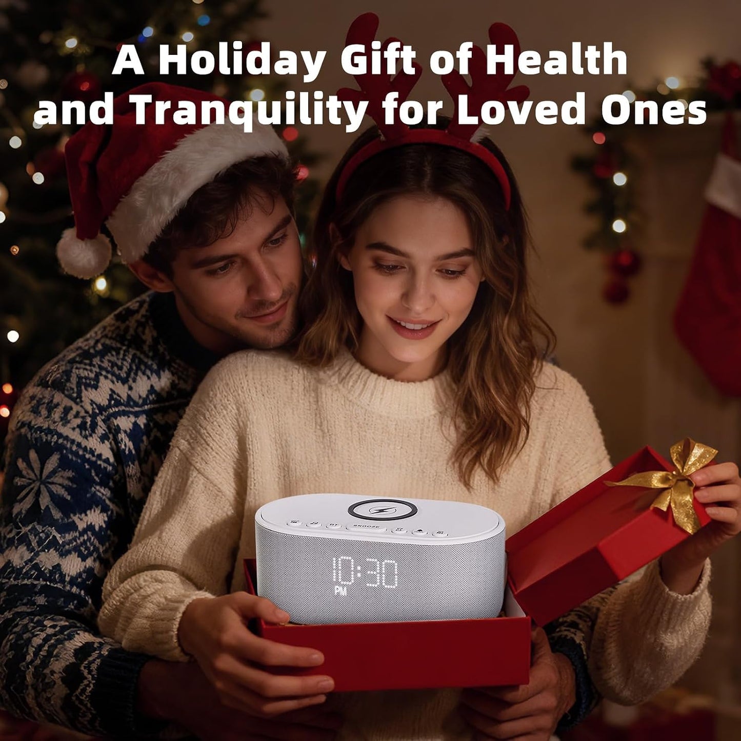 Odokee Sound Machine Alarm Clock for Bedrooms with Wireless Charging - Putty