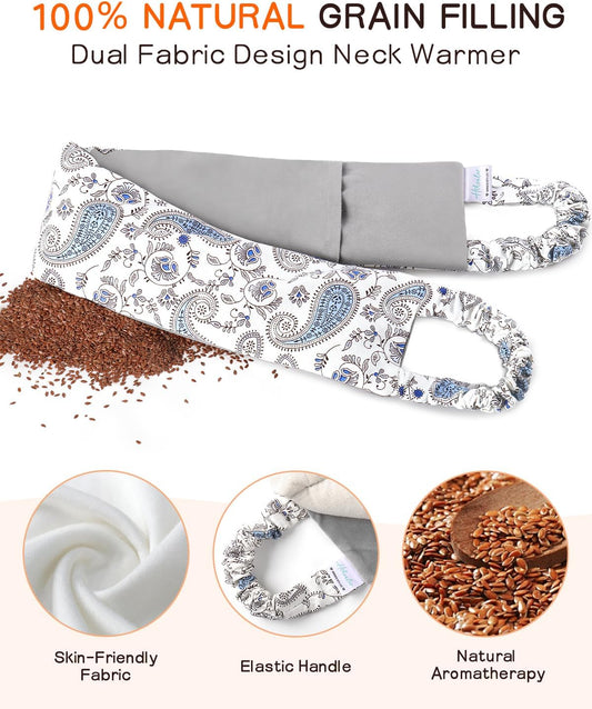 Heating Pad for Neck and Back, Extra Long Microwavable Weighted Moist Heat Pack, Reusable Neck and Back Wrap for Sore Muscles & Stress Relief