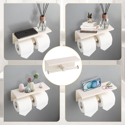 Double Toilet Paper Holder with Shelf Brushed Nickel Toilet Paper Holder Wall Mounted