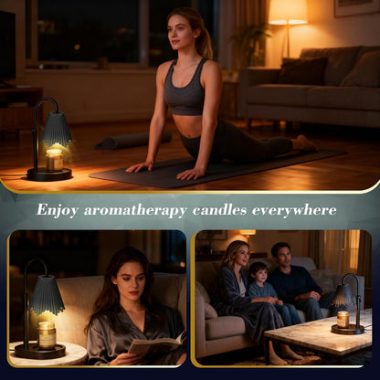 Flower Candle Warmer Lamp,Adjustable Timer & Dimmer(Black2) | Adjustable height fits jars. Timer & dimmer safe melt. 2 bulbs & heat-proof base. Perfect for bedroom, office, or gifting.