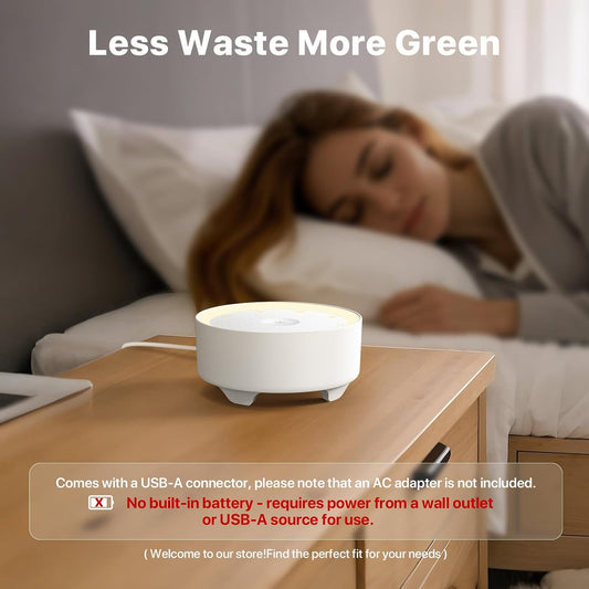 Kipcush White Noise Machine for Sleeping, Baby & Adults, High-Fidelity Non-Looping Sounds, Sleep Sound Machine with Dimmable Night Light, USB Powered, Memory Function, Home, Nursery & Travel