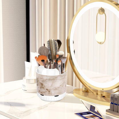 GFWARE Rotating Silver Toothbrush Holder for Bathroom Organizer, Drainage | Detachable 6 Slots Kids Electric Toothbrush and Toothpaste Holder, Bathroom Countertop Sink Storage Caddy