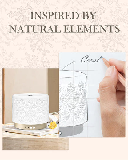 Essential Oil Diffuser - 280ml Ceramic Diffuser for Large Room & Commercial Use, 2.4MHz Aromatherapy Diffuser with Cool Mist Humidifier & Night Light, Ideal for Bedroom, Office, Yoga, Spa, Gifts