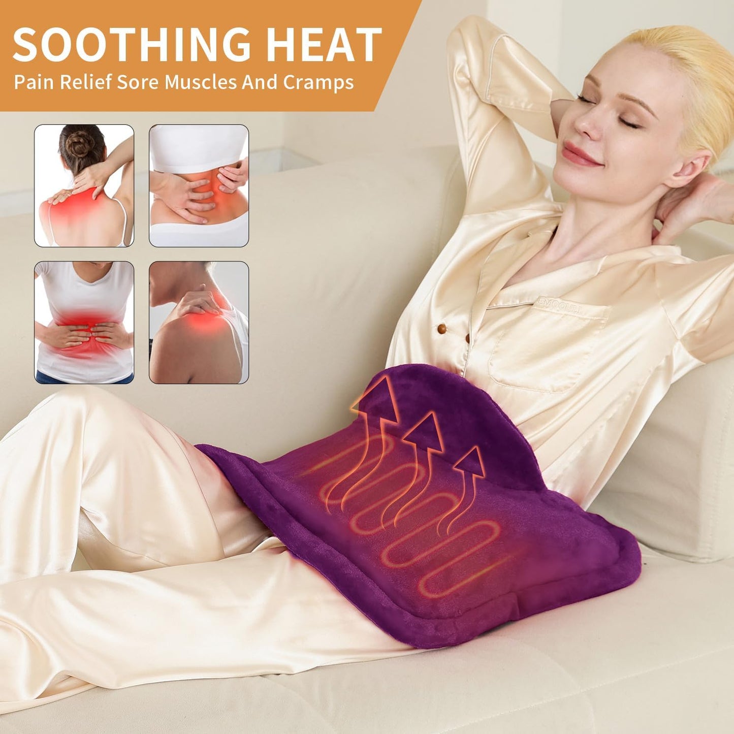 SAROO Weighted Heating Pad for Neck and Shoulders Pain Relief,19"x22",Grey | Heat Pad for Back,Neck Heating Pads with Dry&Moist Heat,4 Heat Settings, Auto-Off, Gifts for Women Men Mom Dad