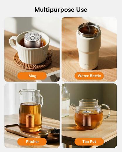 House Again 2 Pack Tea Infusers, Extra Fine Mesh Tea Strainers for Loose Tea, Updated Slim Threaded Lid & 304 Stainless Steel, Loose Leaf Tea Steeper for Brew Tea Spices & Seasonings