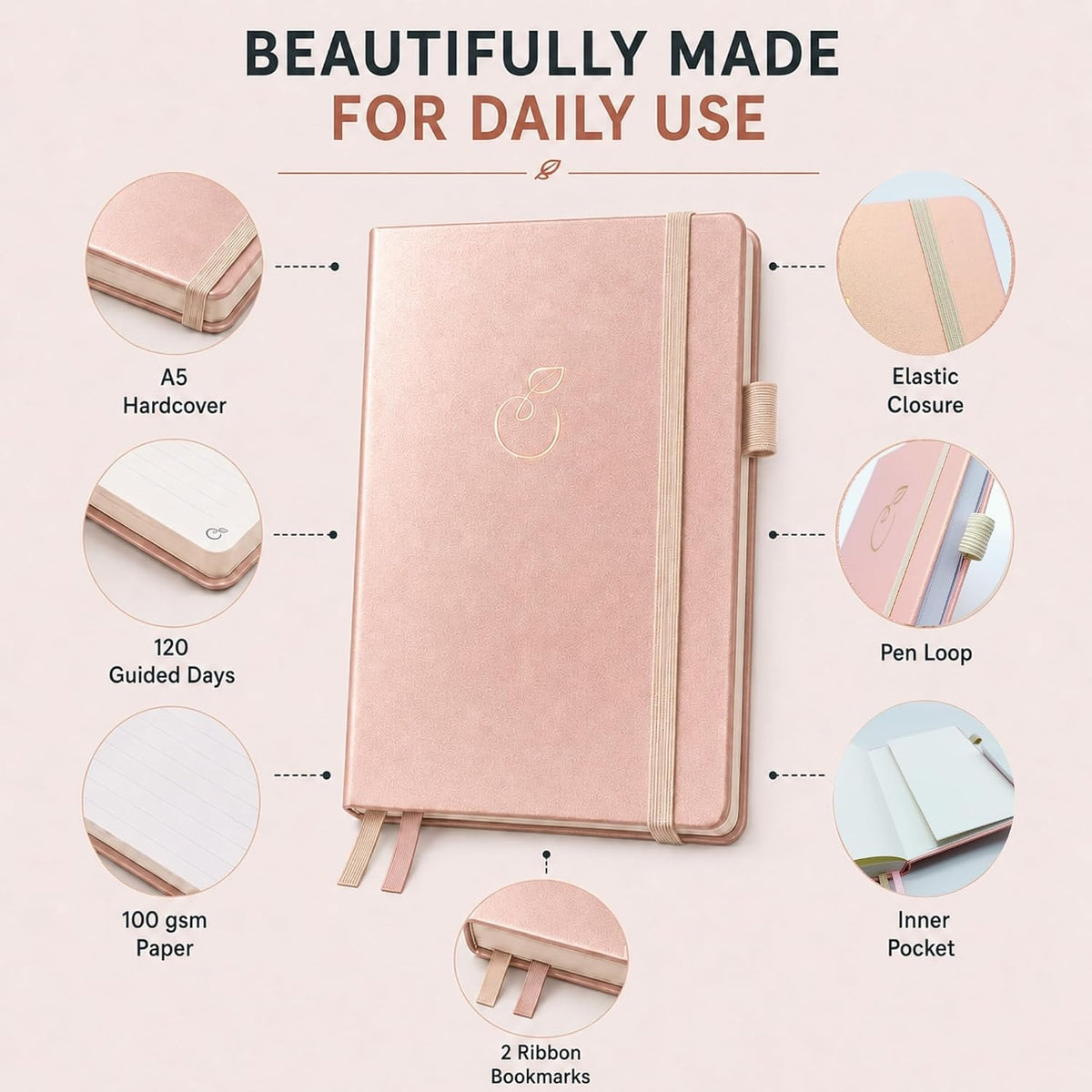 Life & Apples Daily Journal for Women, Guided with Prompts, Lavender