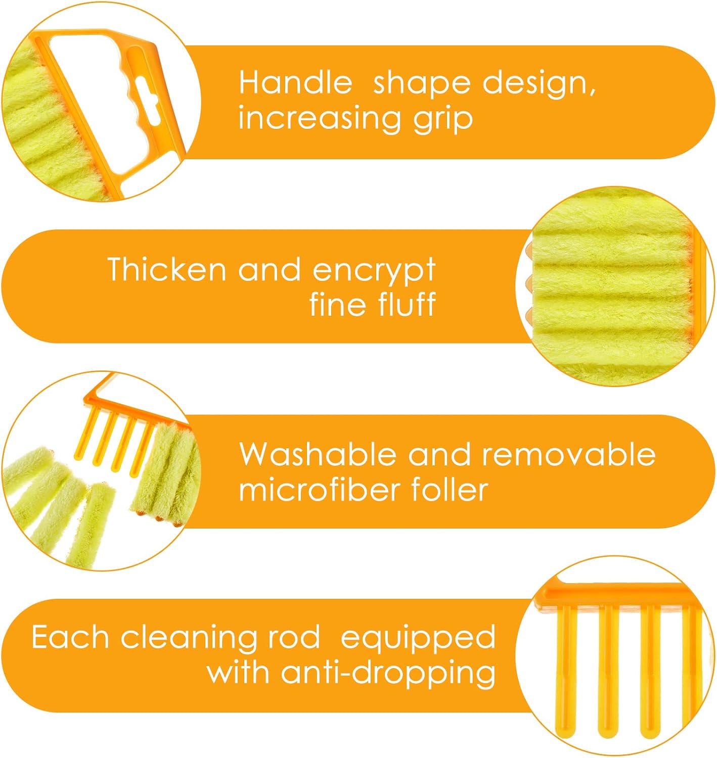Geiserailie 2 Pcs Window Venetian Blind Cleaner Duster Tool Washable 7 Fingers Dusting Cleaner and Air Vent Shutter Brush Blinds Air Conditioner Fan Duster Dirt Housekeeping Tool (2 Color)