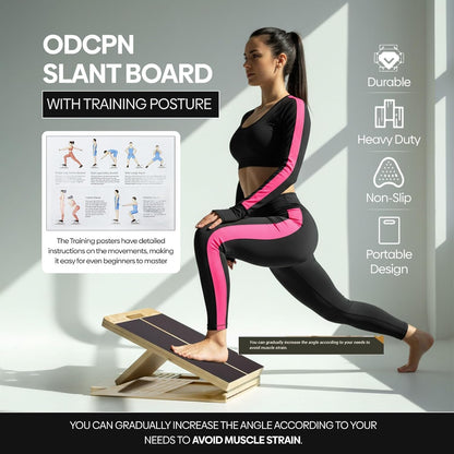 Wooden Slant Board for Calf Stretching - 6 Adjustable Angles, 400 Lbs Capacity Calf Stretcher Slant Board for Squats, Knees, Ankle, Leg, Heel & feet, Squat Wedge & Physical Therapy Equipment