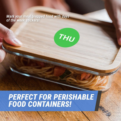 Monday to Sunday, Days of The Week Stickers (2 inch, Green - 2100 Labels) Circle Dot Monday to Sunday Labels or Food, Restaurant & Inventory Management - Easy to Peel Off