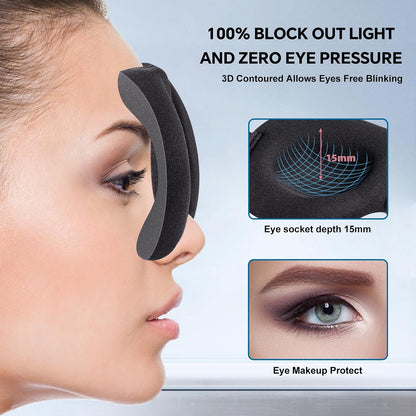 YIVIEW Sleep Mask for Back and Side Sleeper Pack of 3, 100% Light Blocking 3D Eye Masks for Sleeping, Lightweight & Breathable Eye Cover for Women Men, Zero Pressure Night Blindfold