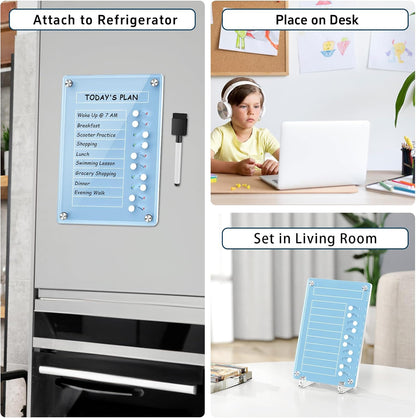 NiHome Chore Chart for Kids & Adults, Magnetic to Do List Board w/Stand | Acrylic Dry Erase Checklist & Routine Task Board, Fits Fridge Or Desk, 10 Sliders, ADHD Tools For Family Home Office School