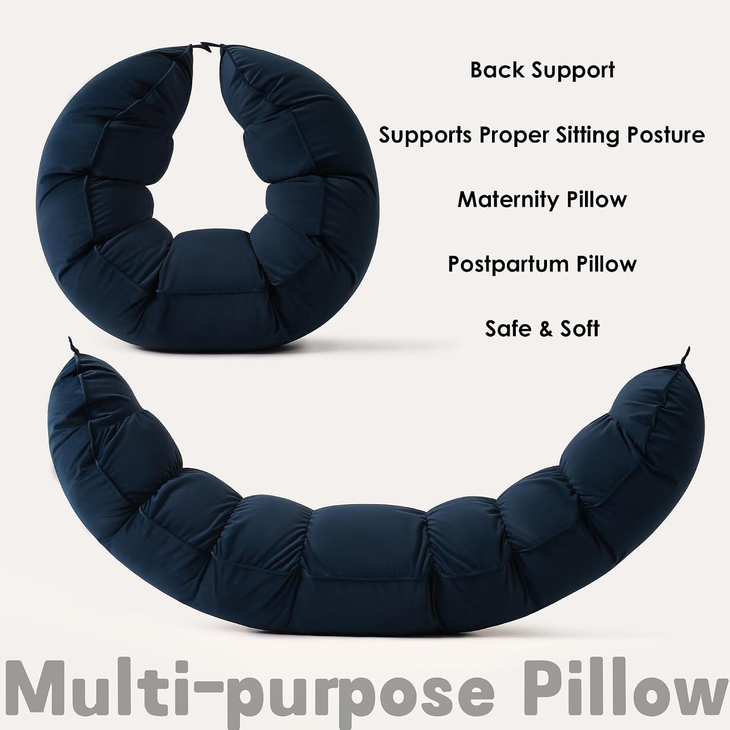 Peallow(Pat. Pend) – Long Round Body Pillow for Adults, Bolster Pillow for Sleeping, Soft and Supportive Pillow for Sleeping & Lumbar Support (Green-White, 29.5")