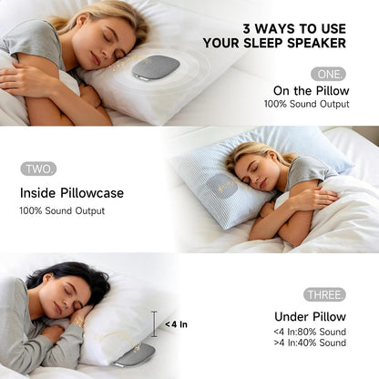 TAZATA Bluetooth Pillow Speaker for Sleeping, Blue | Under Pillow Sleep Speaker, 100 White Noise Sounds (Pink/Brown Noise), Auto-Off Timer, Side Sleeper Friendly