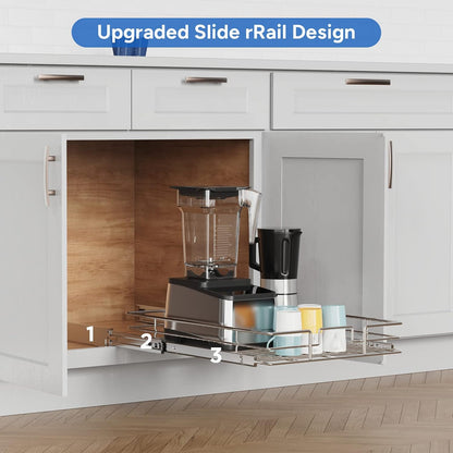 ROOMTEC Pull Out Cabinet Organizer, Pull Out Shelves 5½" W x 21½" D, Heavy Duty Cabinet Drawers Slide Out Kitchen Organizers Storage Shelf