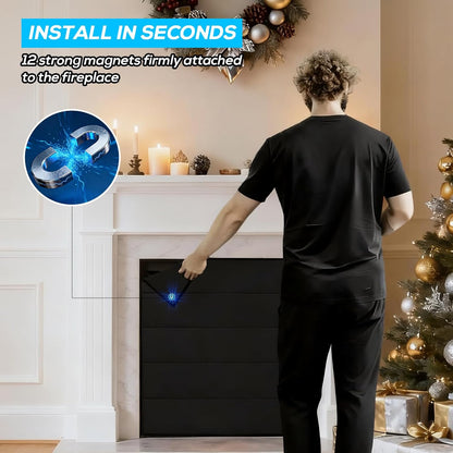 PAWBOSE Magnetic Fireplace Cover - Stop Heat Loss & Keep Drafts Out with Built-in 12 Strong Magnets for Iron Fireplace Frame, 39x32 Inch