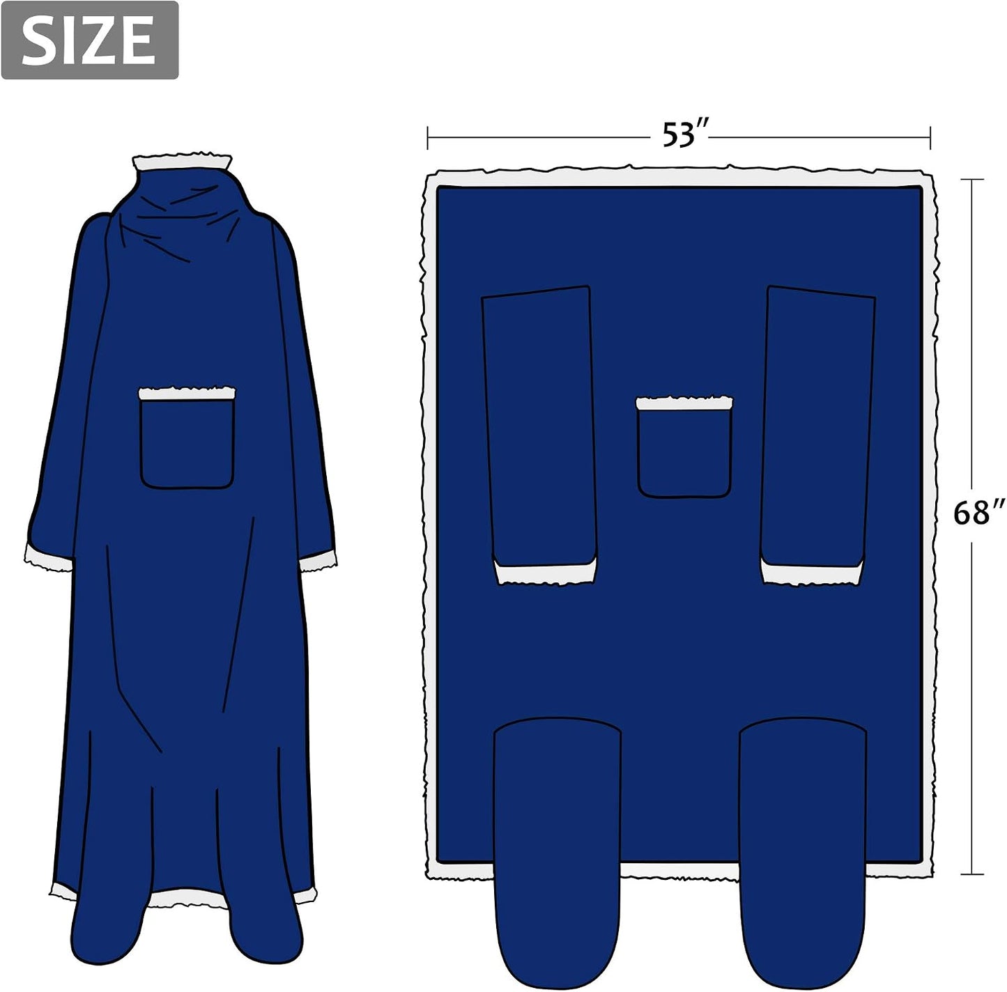 Catalonia Wearable Blanket with Sleeves & Foot Pocket for Adults | Soft Fleece Throw Wrap with Hands-Free Comfort, Perfect for Reading, TV Time & Relaxing, Christmas Gift for Women & Men
